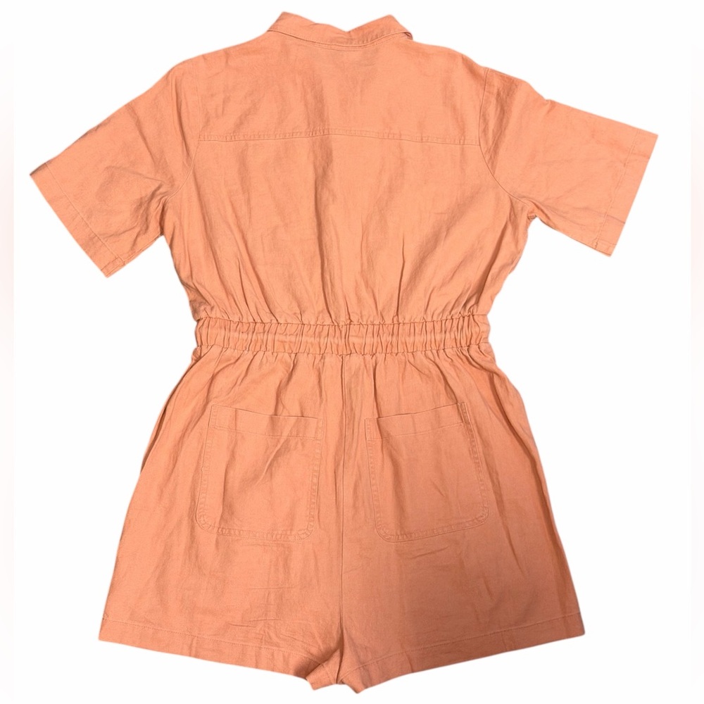 Universal Thread Orange Button-Up Romper Drawstri… - image 2